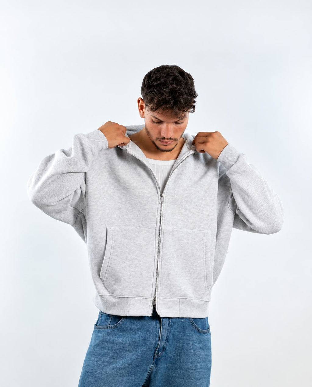 BOXY ZIP UP - GRAY