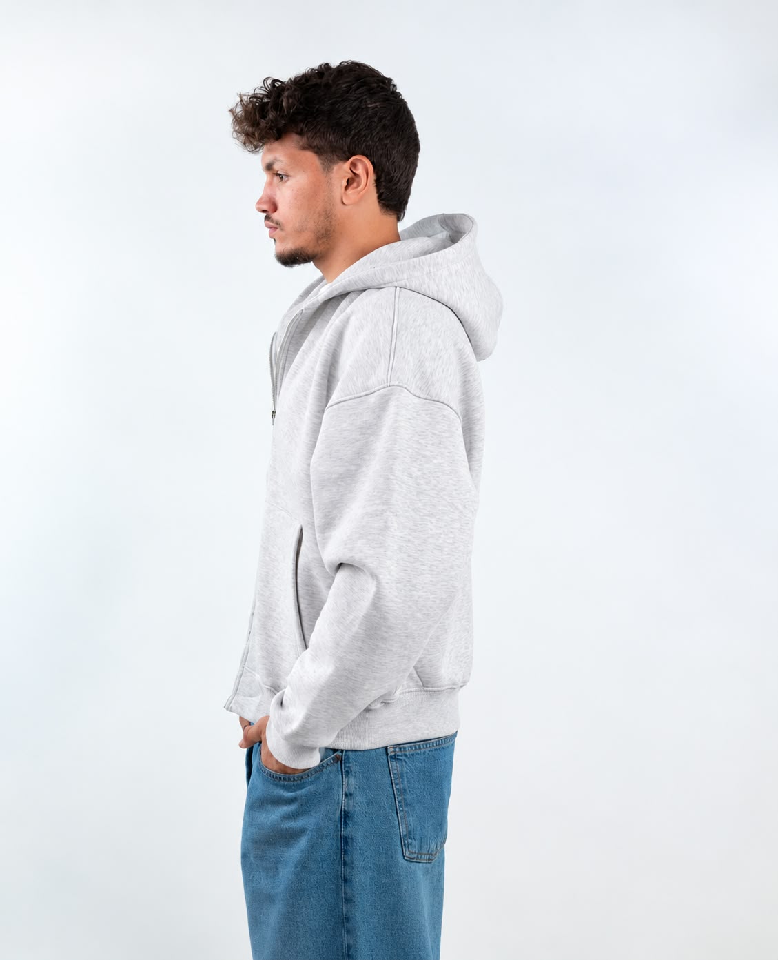 BOXY ZIP UP - GRAY