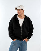 BOXY ZIP UP - BLACK