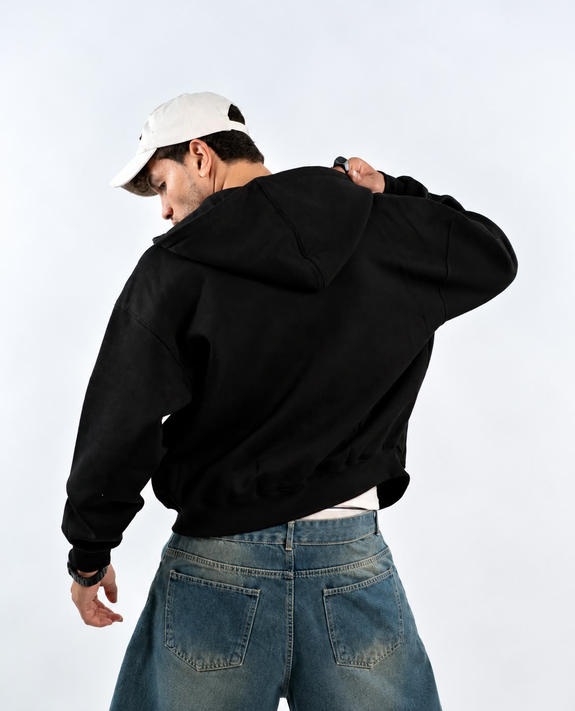 BOXY ZIP UP - BLACK