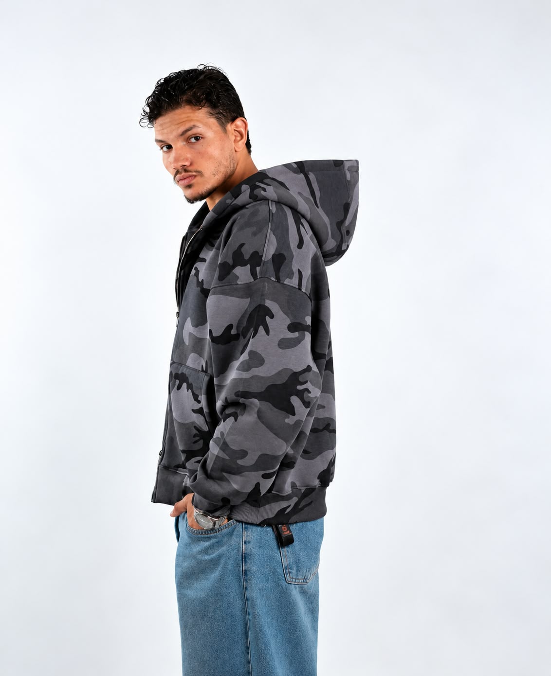 CAMOUFLAGE ZIP UP - DARK GRAY