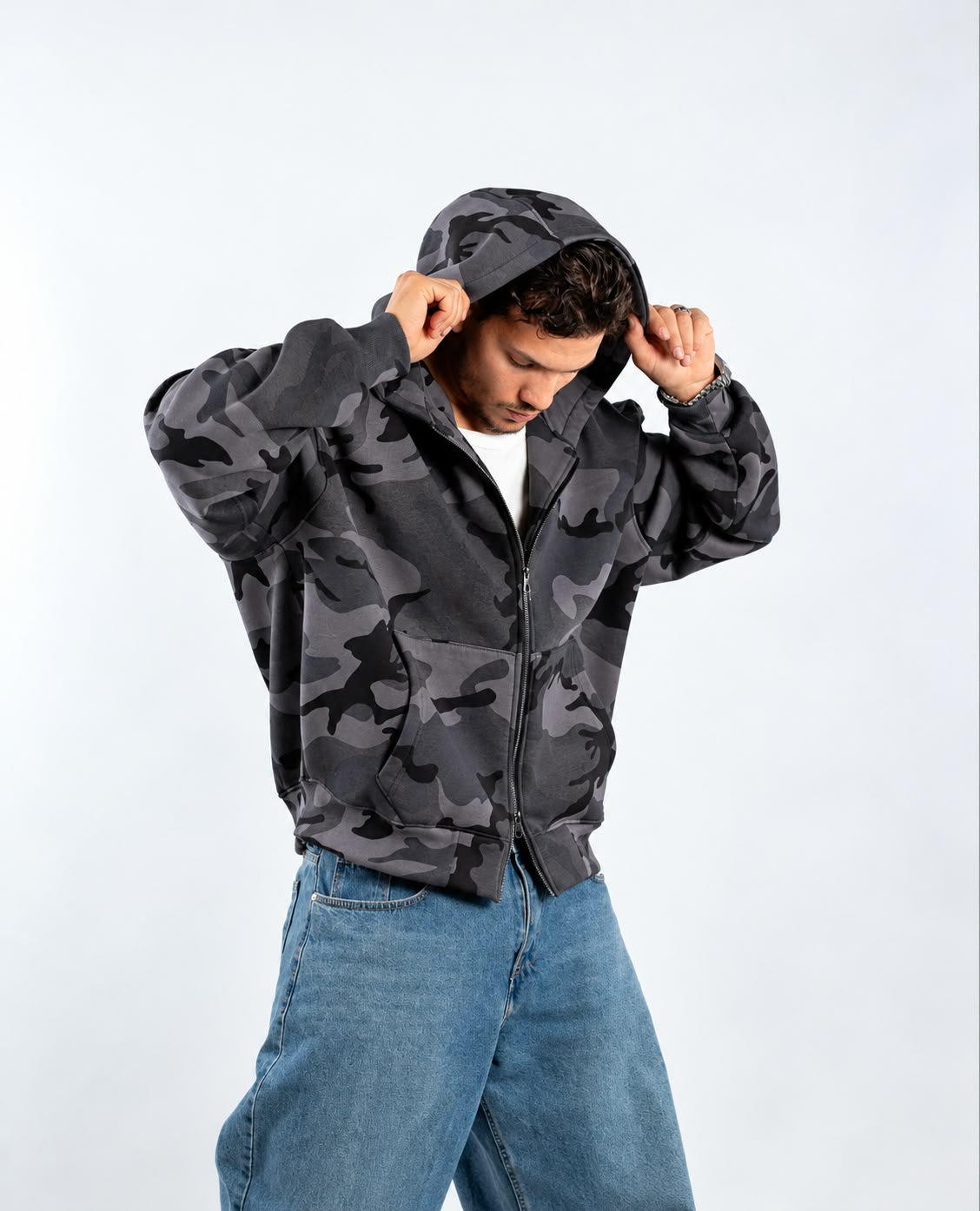 CAMOUFLAGE ZIP UP - DARK GRAY