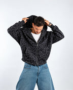 LEOPARD ZIP UP - DARK GRAY