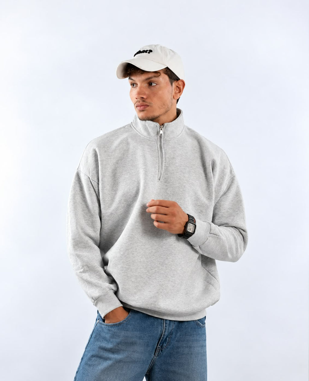 QUARTER ZIPPER - GRAY