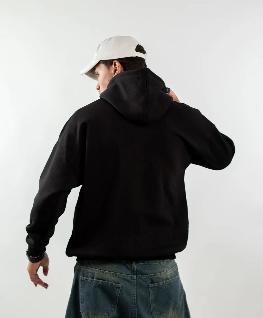 OVER SIZED HOODIE - BLACK