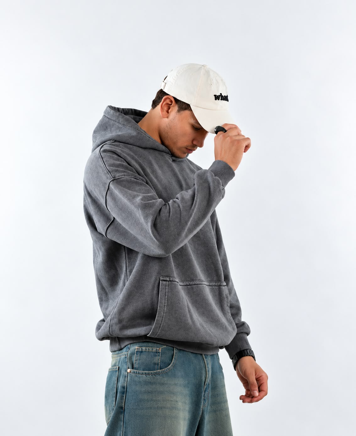 WASHED OVER SIZED HOODIE - DARK GRAY