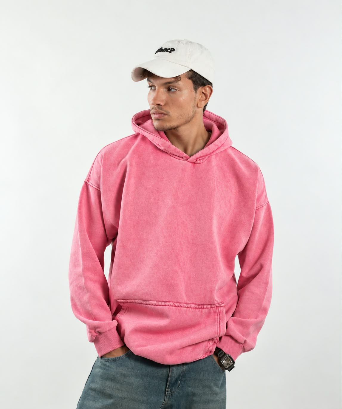 WASHED OVER SIZED HOODIE - ROZE